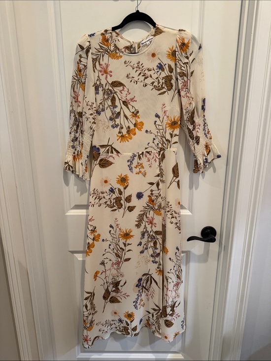 Reformation Dresses & Skirts - Reformation Cream Floral Midi Dress with Yellow & Blue Accents
